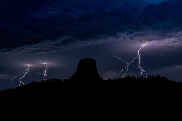 Lightning Storm at Devils Tower, WY