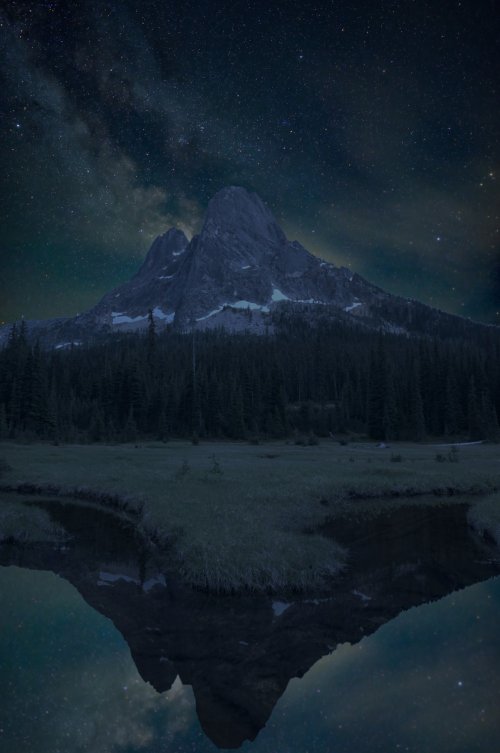 Milky Way composite of Liberty Bell Mountain