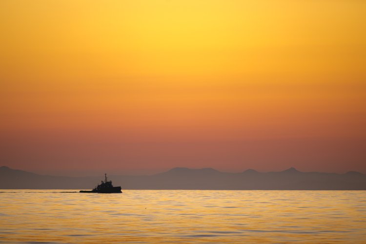 Sunrise Tugboat and the Oregon Coast Range