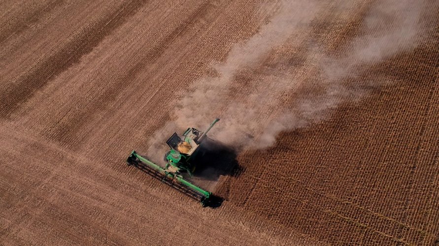 Soybean harvest Central Indiana. ( Sort of Landscape photos). Very dusty. Two combines will strip 110 acre field in 16 hours.